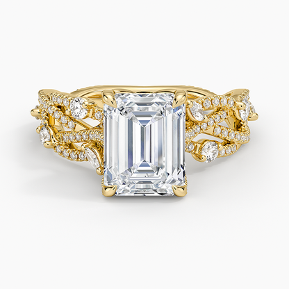 Grand Secret Garden Diamond Ring - Emerald Cut Center Stone