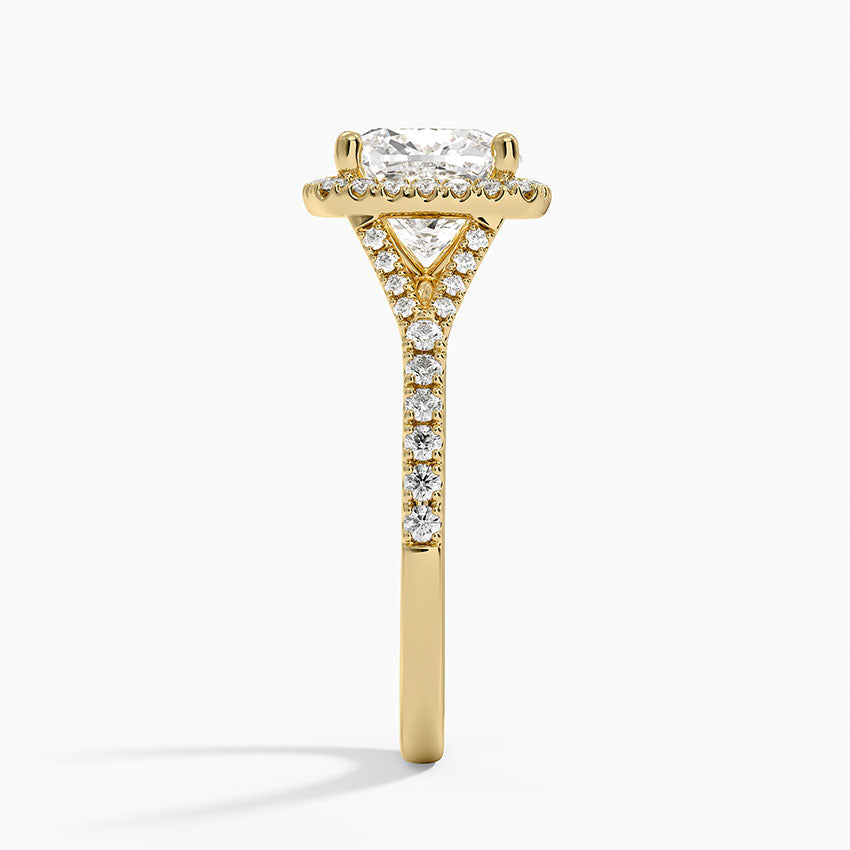 Joy Half Coverage Diamond Ring - Cushion Cut Center Stone