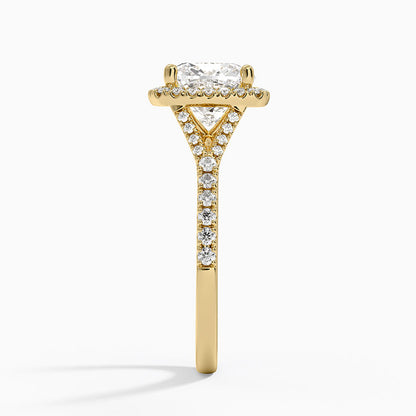 Joy Half Coverage Diamond Ring - Cushion Cut Center Stone