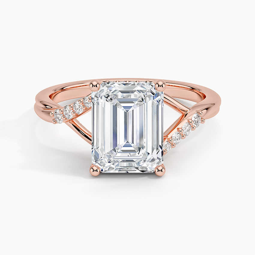 Chamise Hidden Halo Diamond Ring - Emerald Cut Center Stone