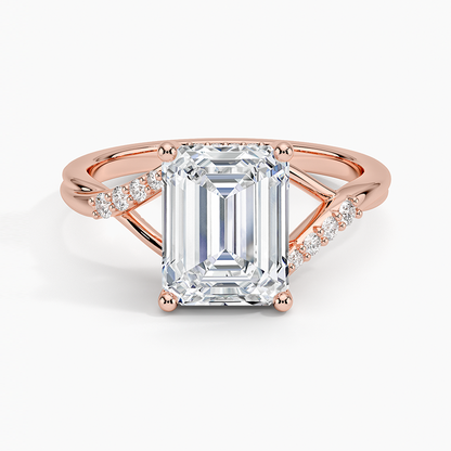 Chamise Hidden Halo Diamond Ring - Emerald Cut Center Stone
