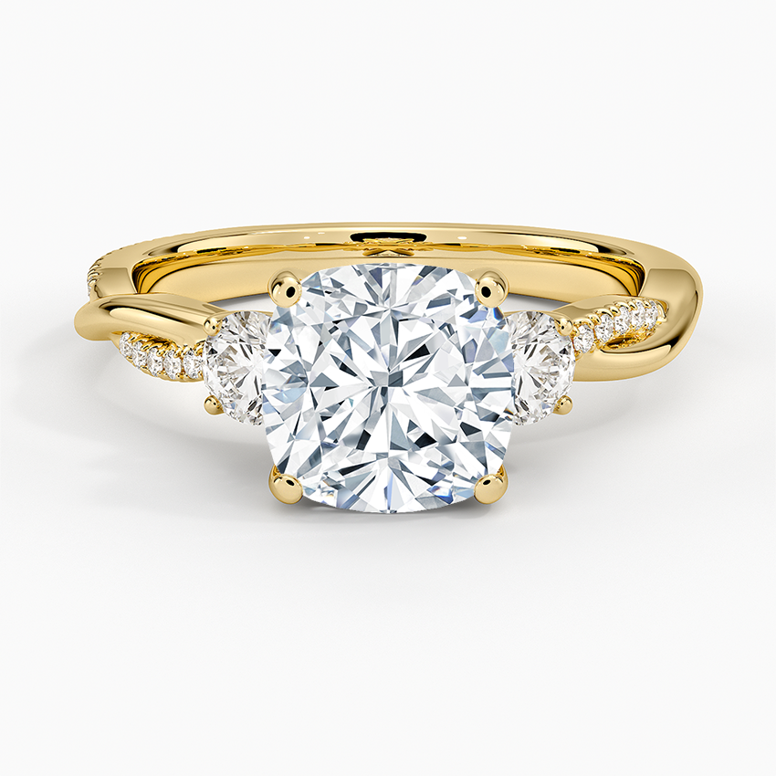 Petite Twisted Vine Three Stone Diamond Ring (2/5 ct. tw.) - Cushion Cut Center Stone