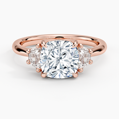Half Moon Three Stone Diamond Ring (1/4 ct. tw.) - Cushion Cut Center Stone
