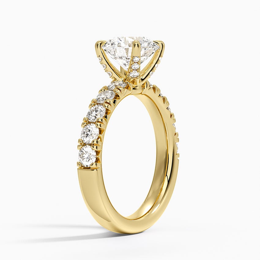 Ellora Half Coverage Diamond Ring - Round Center Stone