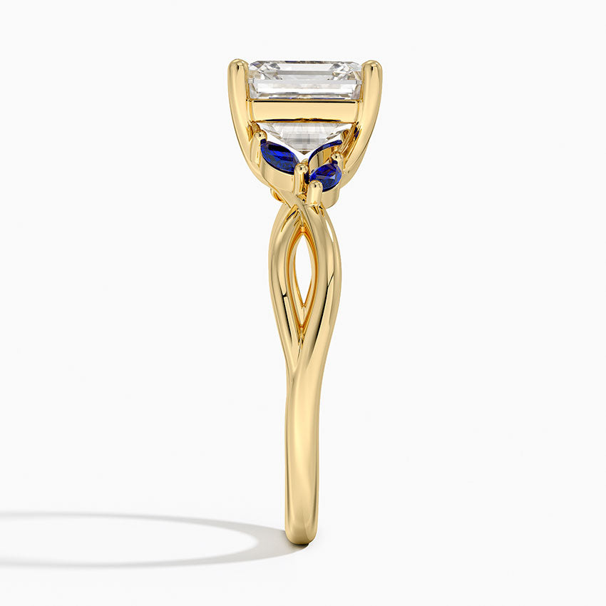 Willow Ring With Sapphire Accents - Asscher Cut Center Stone