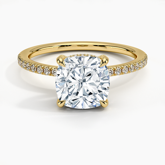 Viviana Half Coverage Diamond Ring - Cushion Cut Center Stone