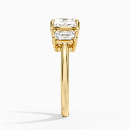 Luxe Helena Radiant-Cut Three Stone Diamond Ring - Cushion Cut Center Stone