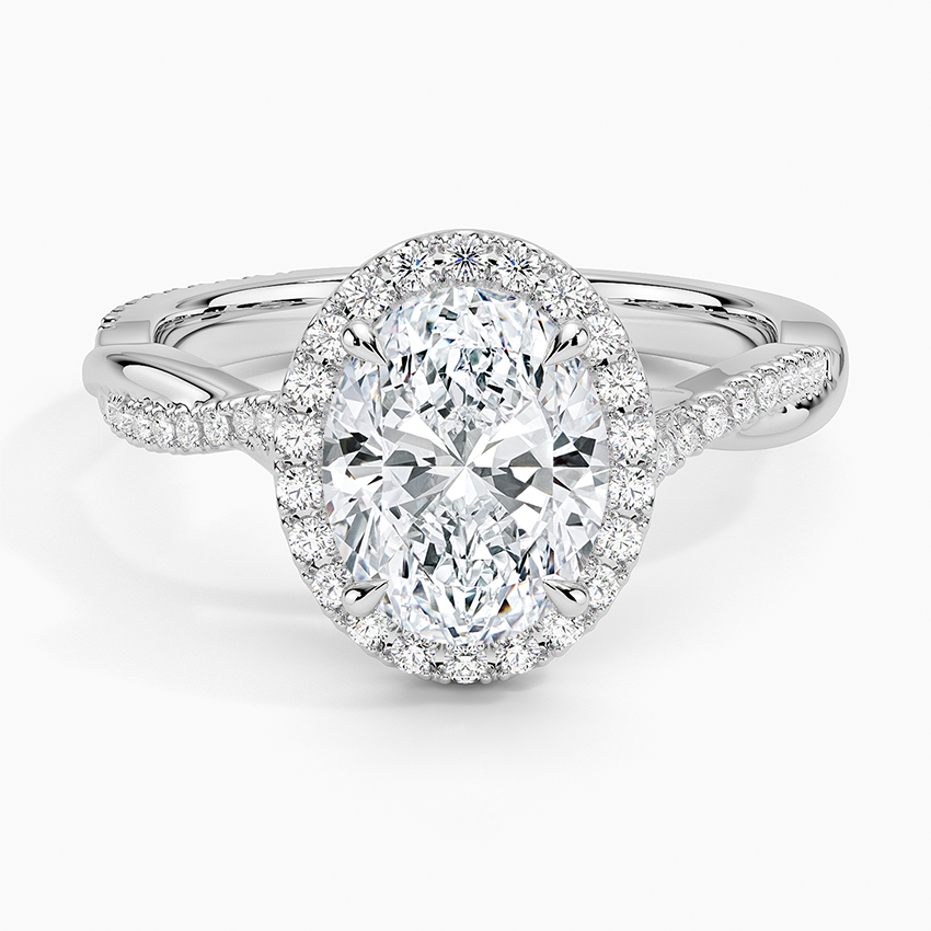 Petite Twisted Vine Halo Diamond Ring (1/4 ct. tw.) - Oval Center Stone