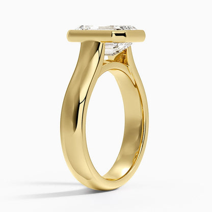 Luna 4mm Bezel Ring - Emerald Cut Center Stone