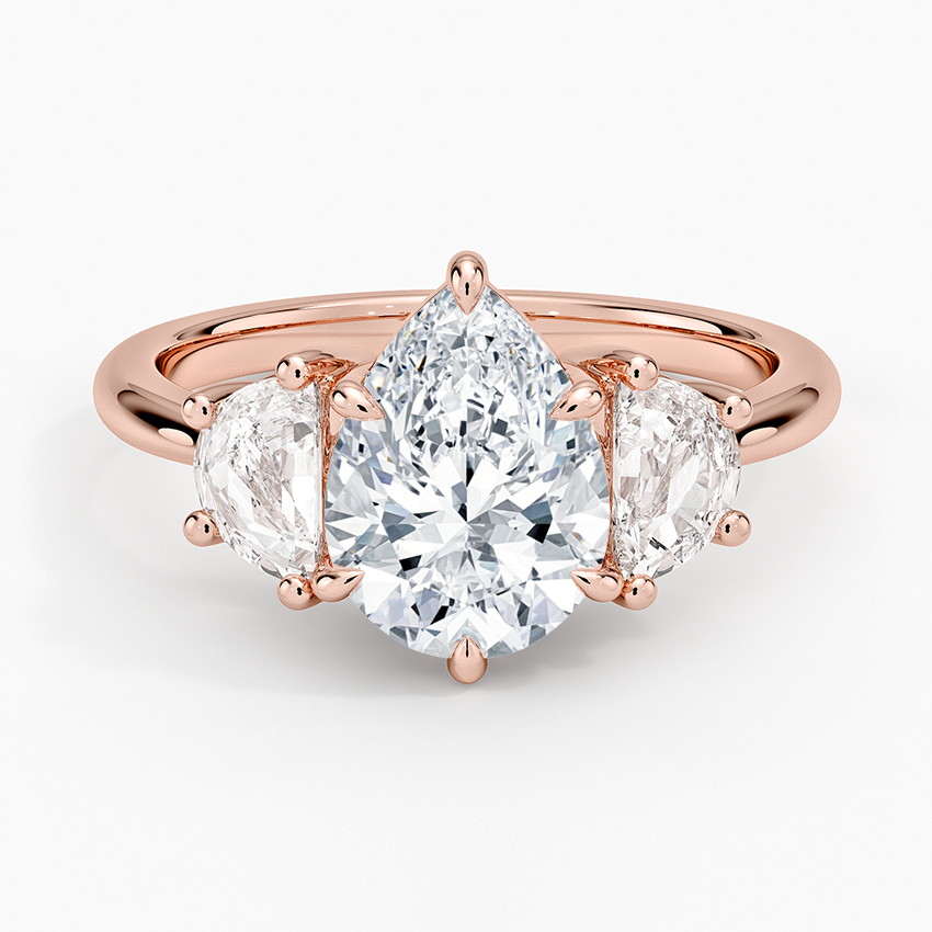 Half Moon Three Stone Diamond Ring (1/2 ct. tw.) - Pear Center Stone