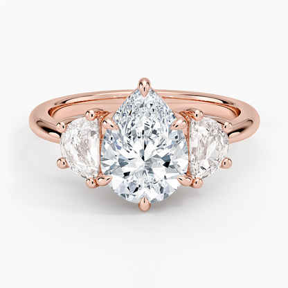 Half Moon Three Stone Diamond Ring (1/2 ct. tw.) - Pear Center Stone