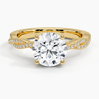 Adorned Luxe Petite Twisted Vine Diamond Ring - Round Center Stone