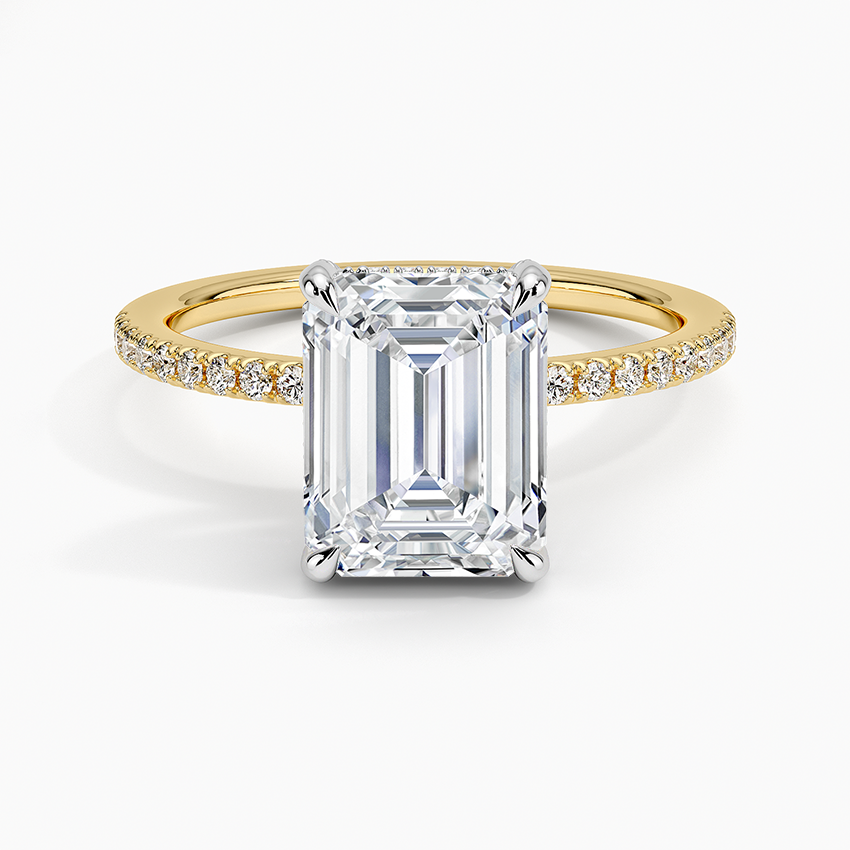 Mixed Metal Viviana Half Coverage Diamond Ring (1/4 ct. tw.) - Emerald Cut Center Stone