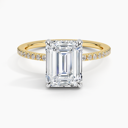 Mixed Metal Viviana Half Coverage Diamond Ring (1/4 ct. tw.) - Emerald Cut Center Stone