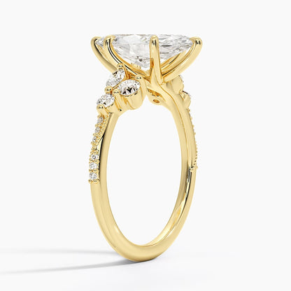 Luxe Camellia Milgrain Diamond Ring - Marquise Center Stone