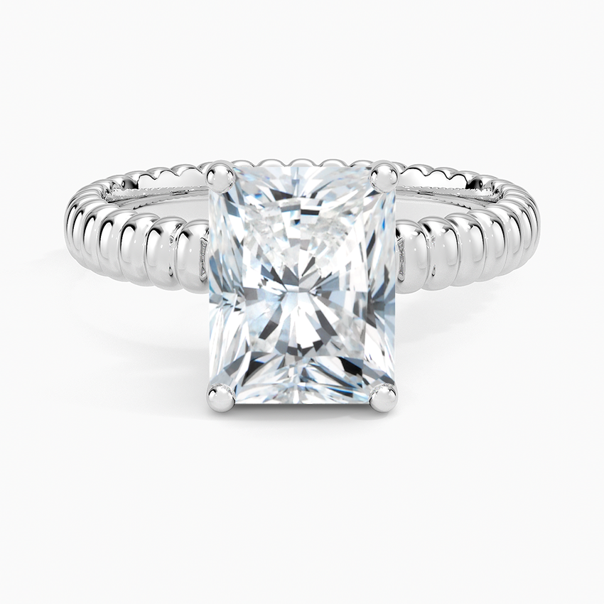 Petra Textured Solitaire Ring - Radiant Cut Center Stone