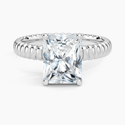Petra Textured Solitaire Ring - Radiant Cut Center Stone