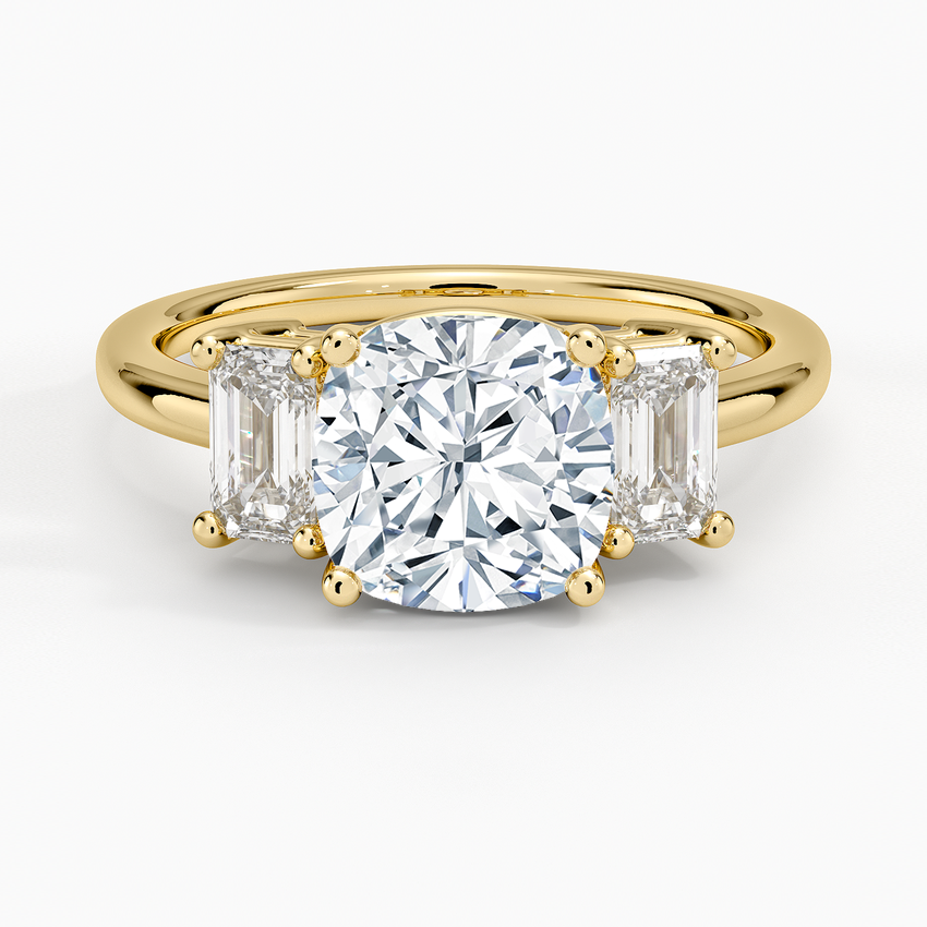 Luxe Rhiannon Three Stone Diamond Ring (3/4 ct. tw.) - Cushion Cut Center Stone