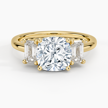 Luxe Rhiannon Three Stone Diamond Ring (3/4 ct. tw.) - Cushion Cut Center Stone