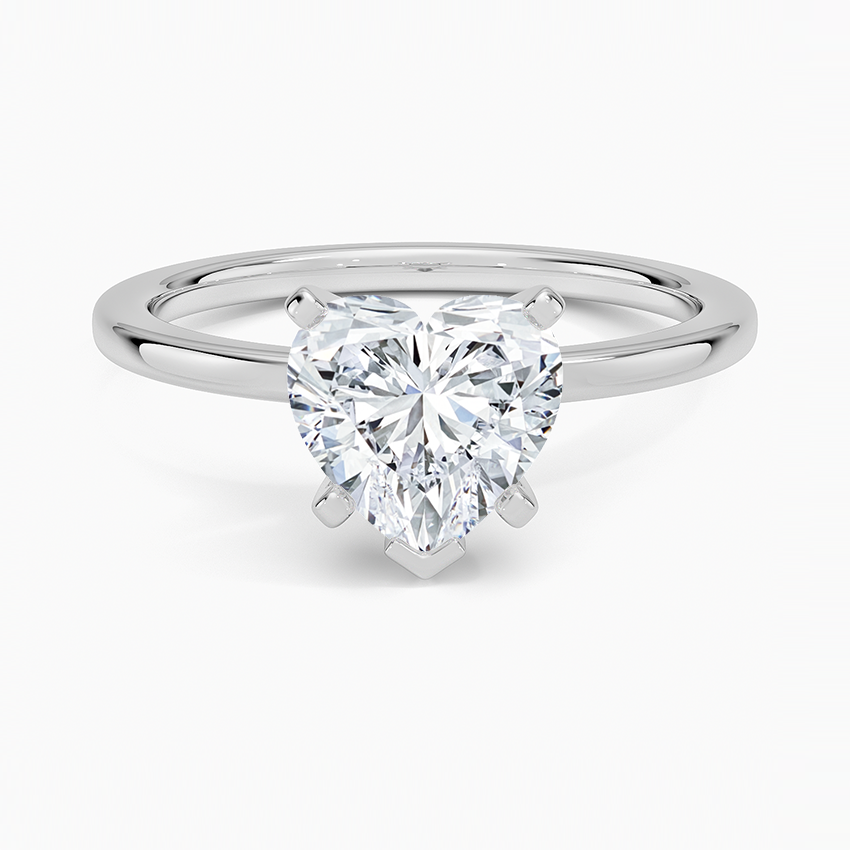 Six-Prong Petite Comfort Fit 1.5mm Solitaire Ring - Heart Center Stone