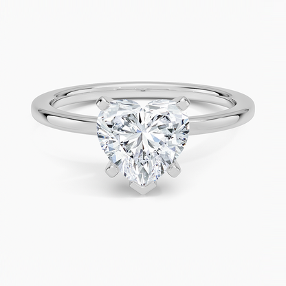 Six-Prong Petite Comfort Fit 1.5mm Solitaire Ring - Heart Center Stone