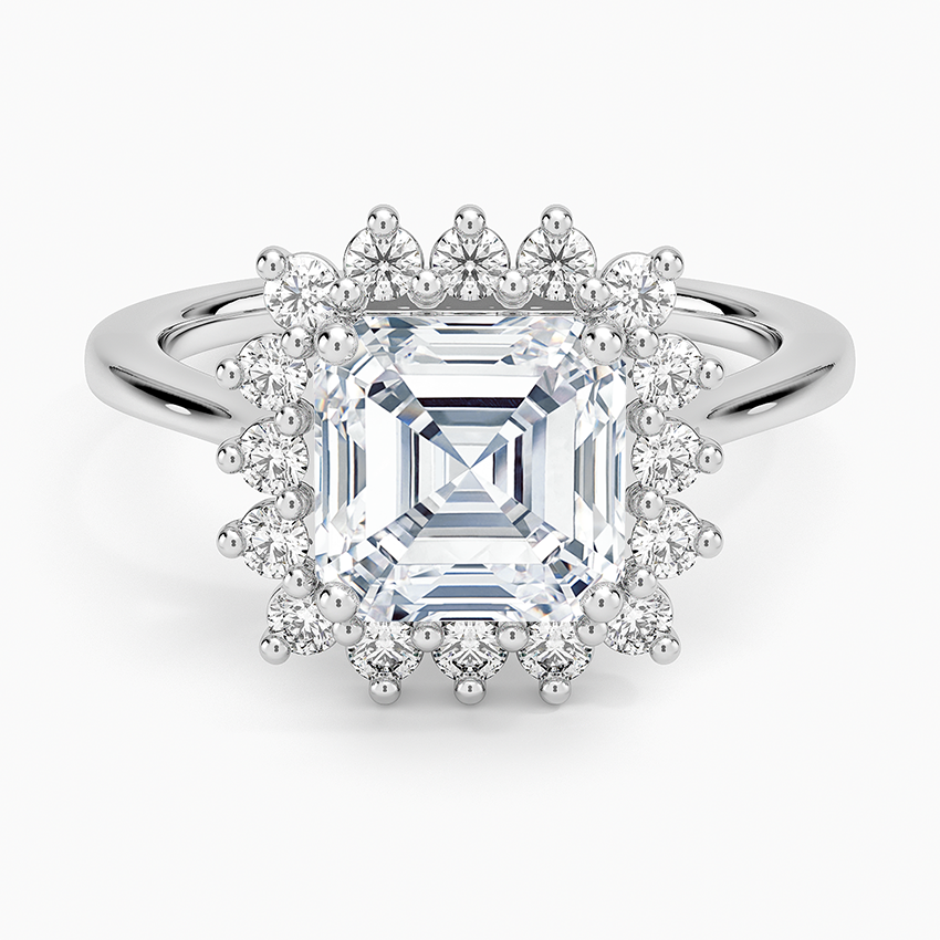 Sunburst Halo Diamond Ring (1/4 ct. tw.) - Asscher Cut Center Stone