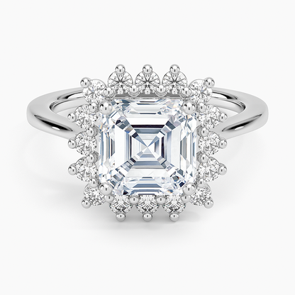 Sunburst Halo Diamond Ring (1/4 ct. tw.) - Asscher Cut Center Stone