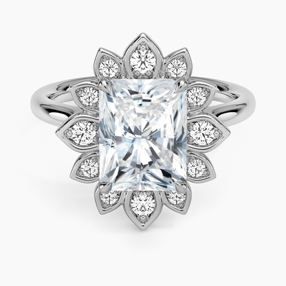 Fiore Halo Diamond Ring (1/4 ct. tw.) - Radiant Cut Center Stone