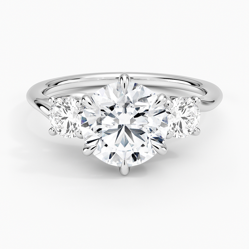 Luxe Delilah Three Stone Diamond Ring - Round Center Stone