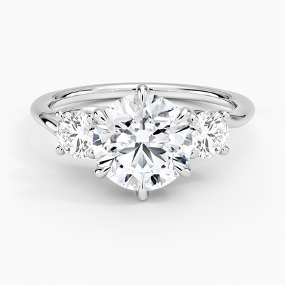Luxe Delilah Three Stone Diamond Ring - Round Center Stone