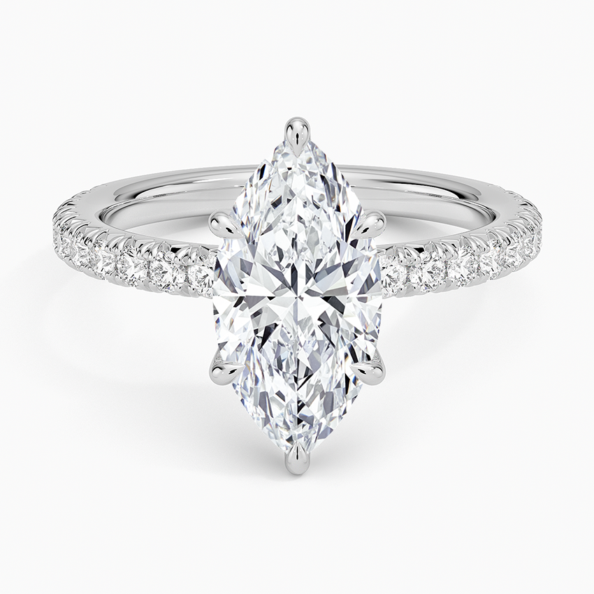 Amelie Three-Quarter Coverage Diamond Ring - Marquise Center Stone
