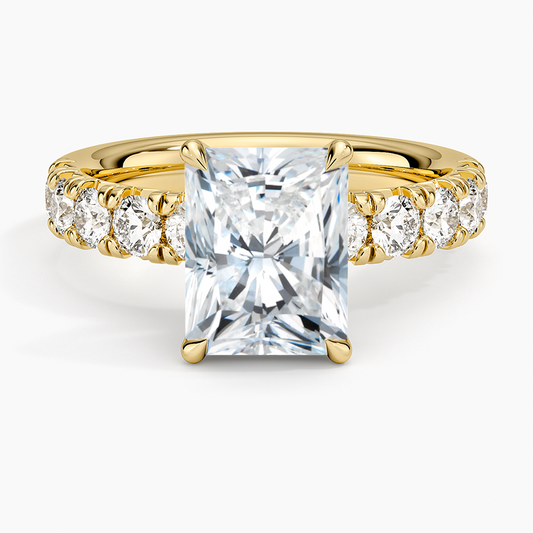Ellora Half Coverage Diamond Ring - Radiant Cut Center Stone