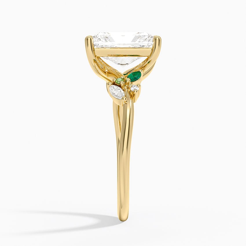 Arden Diamond Ring with Lab Emerald Accents - Radiant Cut Center Stone