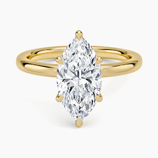 Secret Halo 2mm Diamond Ring - Marquise Center Stone