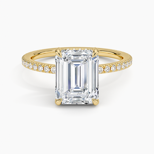 Viviana Three-Quarter Coverage Diamond Ring - Emerald Cut Center Stone