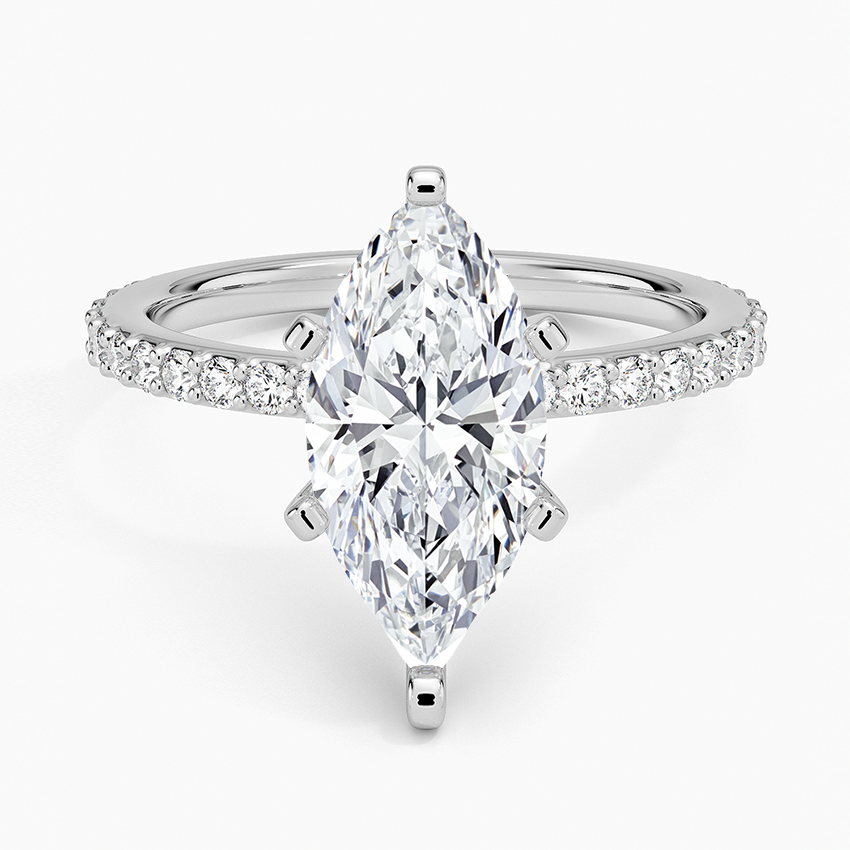 Petite Shared Prong Three-Quarter Coverage Diamond Ring (1/3 ct. tw.) - Marquise Center Stone
