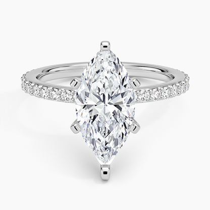Petite Shared Prong Three-Quarter Coverage Diamond Ring (1/3 ct. tw.) - Marquise Center Stone