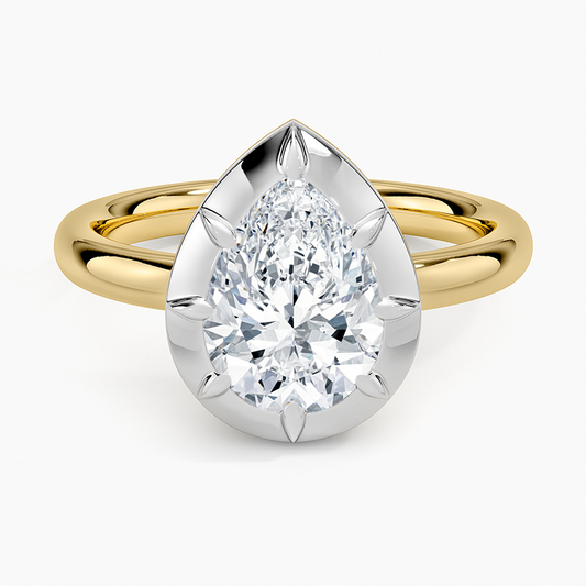 Harper Mixed Metal Solitaire Ring - Pear Center Stone