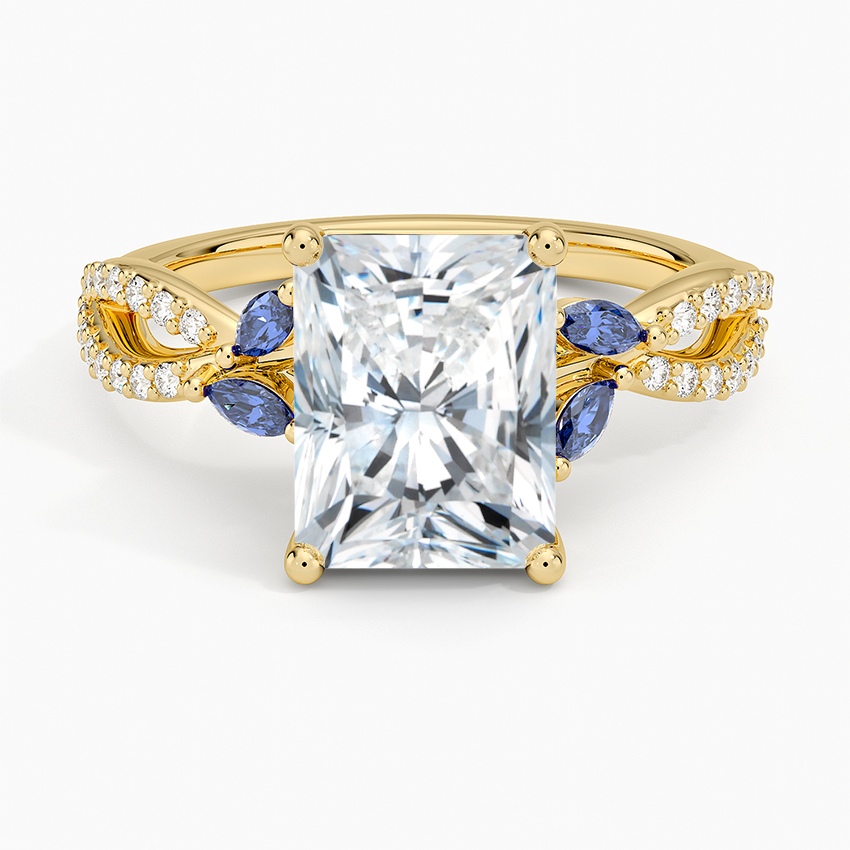 Luxe Willow Sapphire and Diamond Ring (1/8 ct. tw.) - Radiant Cut Center Stone