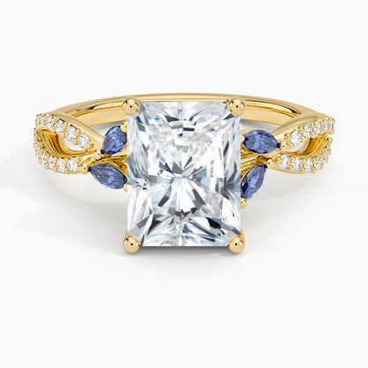 Luxe Willow Sapphire and Diamond Ring (1/8 ct. tw.) - Radiant Cut Center Stone