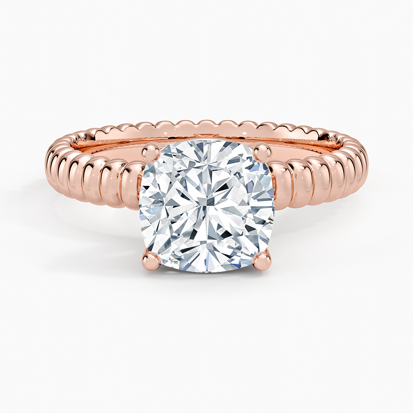 Petra Textured Solitaire Ring - Cushion Cut Center Stone