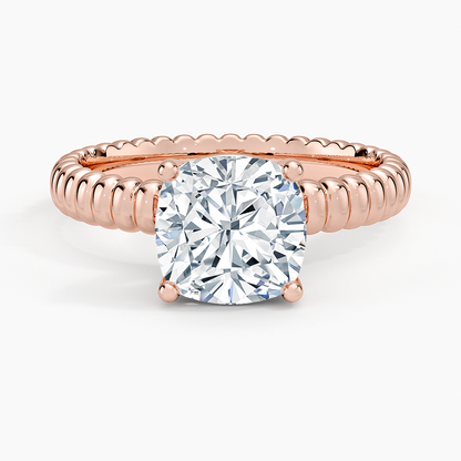 Petra Textured Solitaire Ring - Cushion Cut Center Stone