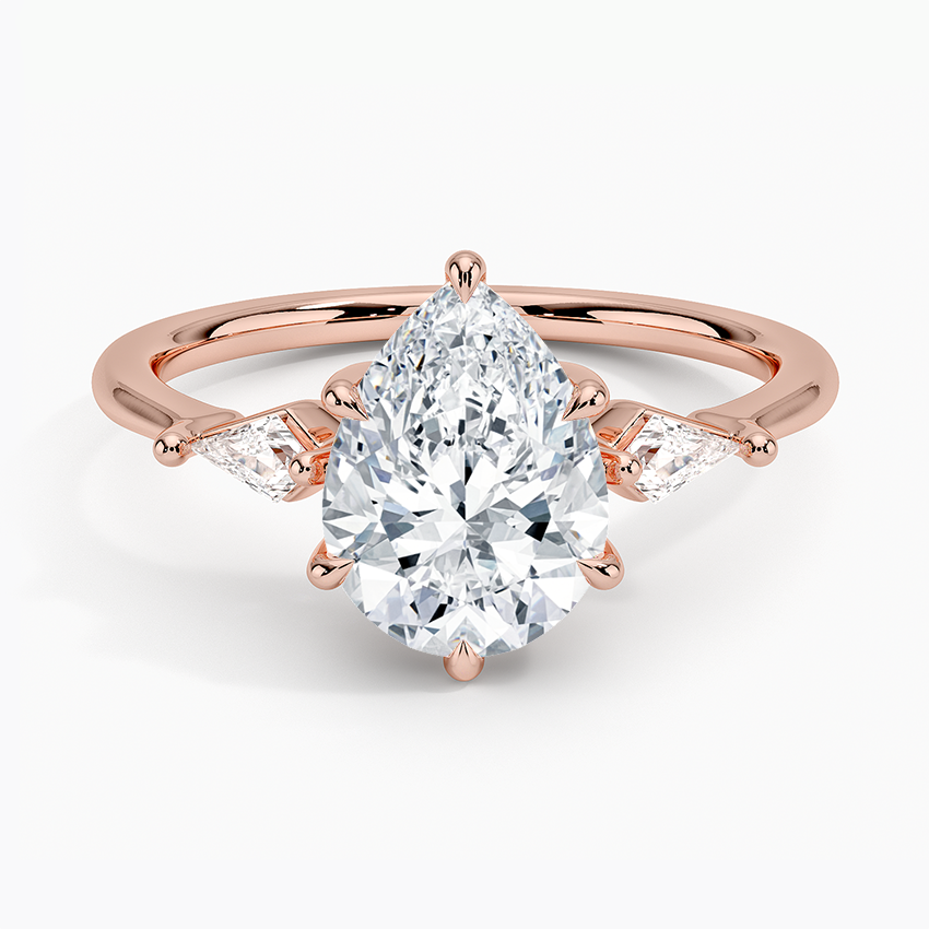Cometa Three Stone Diamond Ring - Pear Center Stone