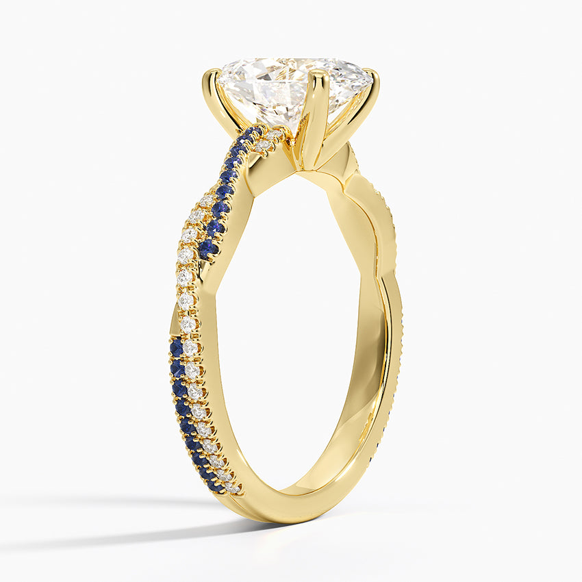 Petite Luxe Twisted Vine Sapphire and Diamond Ring (1/8 ct. tw.) - Oval Cut Center Stone