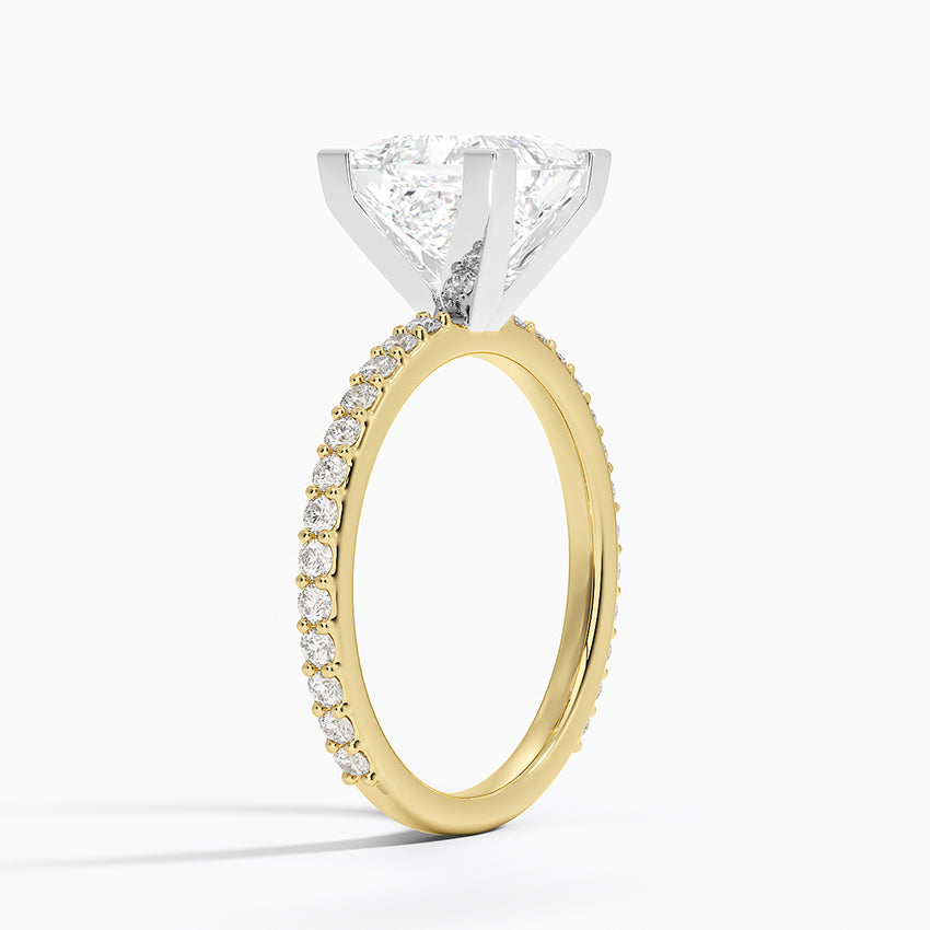 Petite Shared Prong Three-Quarter Coverage Diamond Ring (1/3 ct. tw.) - Princess Cut Center Stone