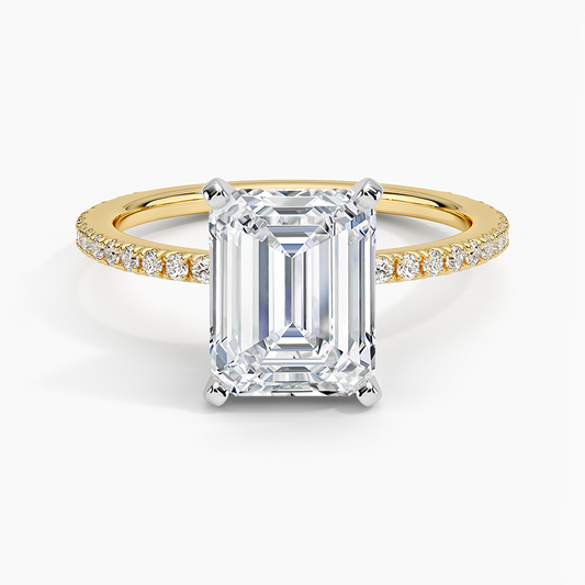 Ballad Three-Quarter Coverage Diamond Ring (1/4 ct. tw.) - Emerald Cut Center Stone
