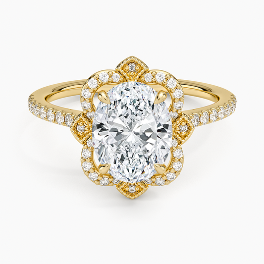 Reina Halo Diamond Ring - Oval Center Stone