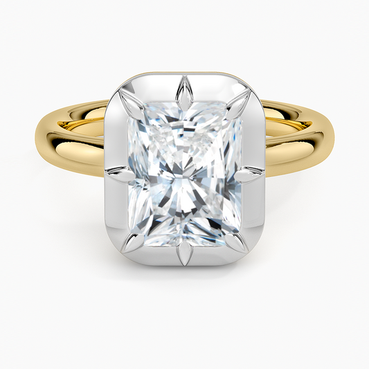Harper Mixed Metal Solitaire Ring - Radiant Cut Center Stone