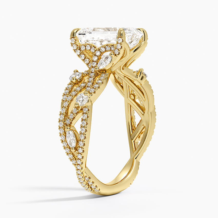 Grand Secret Garden Diamond Ring - Emerald Cut Center Stone