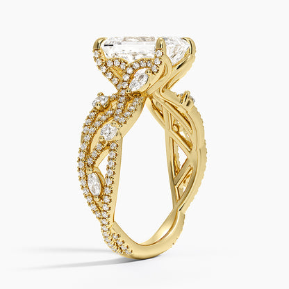 Grand Secret Garden Diamond Ring - Emerald Cut Center Stone